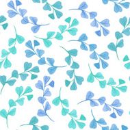 Floral seamless pattern with green and blue leaves