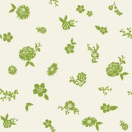 green flowers and leaves seamless pattern japanese style vector illustration