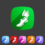 Running shoes wings icon flat web sign symbol logo label N3