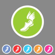 Running shoes wings icon flat web sign symbol logo label N4