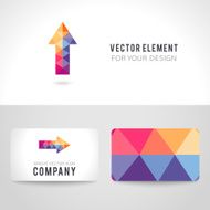 Bright colorful arrow shape in modern polygonal crystal style