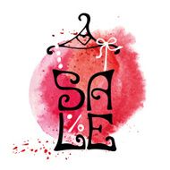 Sale lettering Shirt watercolor red splash Typographic design