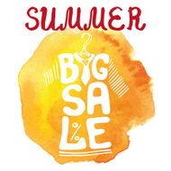 Summer big Sale lettering Tee Shirt watercolor yellow splash