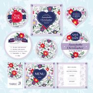 Set of floral wedding cards