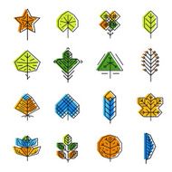 Leaf icon set in line style