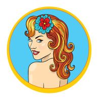 Pretty red hair young woman vector illustration