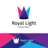 Vector minimalistic three color light rays logotype Minimalistic crown logo