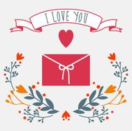 Lovely vector romantic illustration with flowers and letter