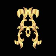 golden baroque monogram