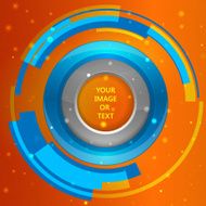 Technical circle frame on a orange background Vector illustration
