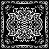 Black Bandana Print silk neck scarf or kerchief square pattern N3