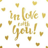 Gold lettering design for card In Love With You