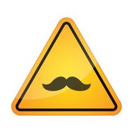 Danger signal icon with a moustache