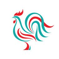 Rooster vector logo concept in line style