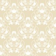 Elegant damask beige seamless vector background with delicate swirl