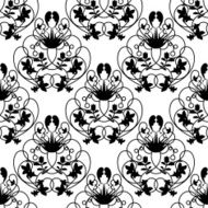 Elegant damask white seamless vector background with black delicate swirl