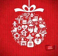 Knitting seamless pattern witch decoration xmas ball