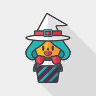 cute witch flat icon with long shadow eps10 N9