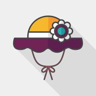 Women hat flat icon with long shadow eps10 N5