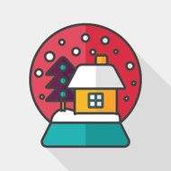 snow globe and gifts flat icon