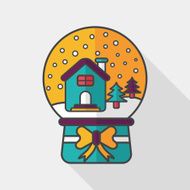 snow globe and gifts flat icon N2