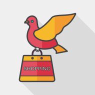 bird and shopping paper bag flat icon