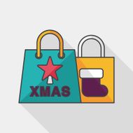 Christmas shopping bag flat icon with long shadow eps10 N5
