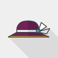 Women hat flat icon with long shadow N5