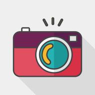 camera flat icon with long shadow N5