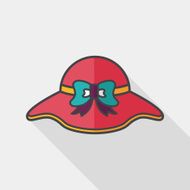 Women hat flat icon with long shadow eps10 N6