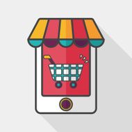 shopping store flat icon with long shadow eps10 N18