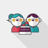 Valentine Shopping flat icon with long shadow eps10 N10