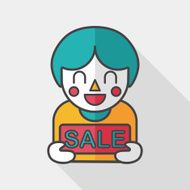 SALE Shopaholic flat icon with long shadow eps10 N16