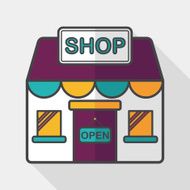 shopping store flat icon with long shadow eps10 N20