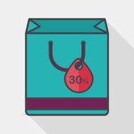 shopping paper bag flat icon with long shadow eps10 N10
