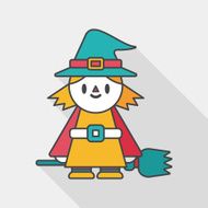 witch flat icon with long shadow eps10 N5