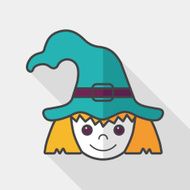 cute witch flat icon with long shadow eps10 N10