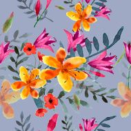 Wildflowers blooming delicate flowers background painted watercolors N2