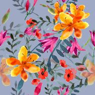 Wildflowers blooming delicate flowers background painted watercolors N4
