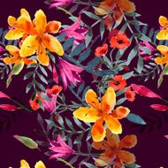 Wildflowers blooming delicate flowers background painted watercolors N8