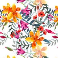 Wildflowers blooming delicate flowers background painted watercolors N9