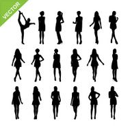 Sexy women silhouettes vector set 17