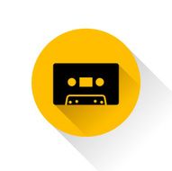 Modern audio icon with long shadow vector illustration