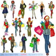 Large collection of people with shopping bags