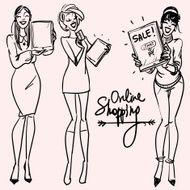 Happy women shopping on-line N2