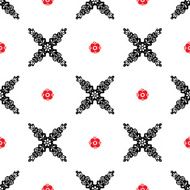 Seamless Ethnic pattern with red flowers on white background