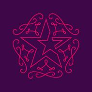 Floral monograms design template with star graceful lineart