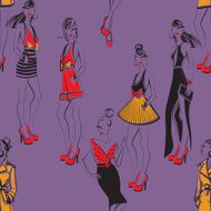 Seamless fashion pattern with elegant women N3