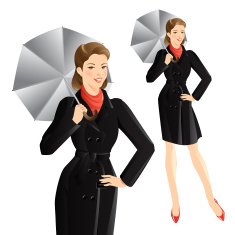 Smiling girl in trench-coat