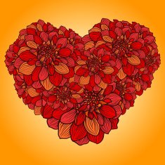 Floral heart made with flowers of dahlia N4
